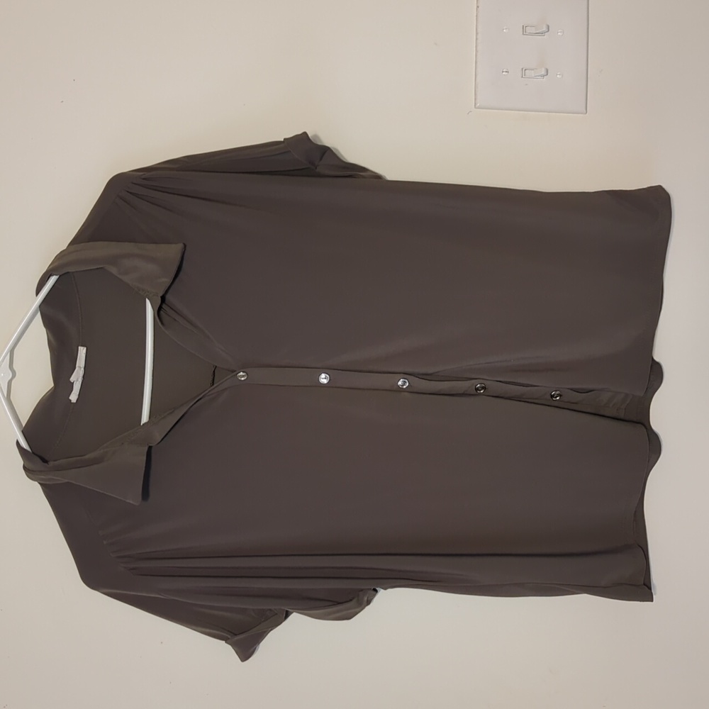 Perseption concept woman's Green short sleeve blouse size large